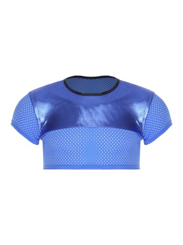 Mens Blouses Training Crop Tops Wetlook T-shirt Gym Shiny Patchwork Stylish - Picture 71 of 84