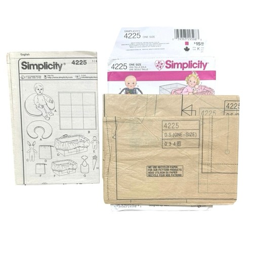 Simplicity Sewing Pattern 4225 Baby Accessories Quilt Seat Bib Bunny Doll Uncut - Picture 3 of 3