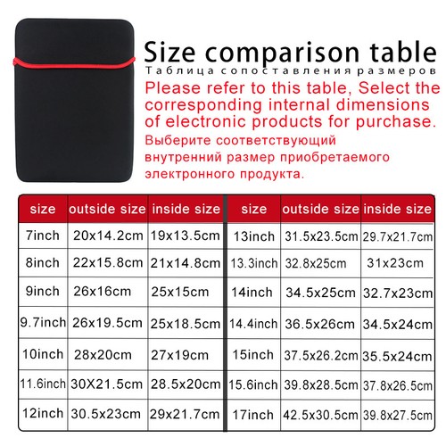 Laptop Bag Tablet Sleeve 7/8/9/10/11/12/13.3/14/15 inch Neoprene Pouch Protectiv - Afbeelding 9 van 9