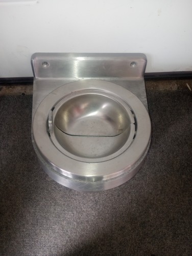 Vintage Wall Mount Commercial Industrial Ashtray Push Aluminum Lobby Bullet - Picture 2 of 9
