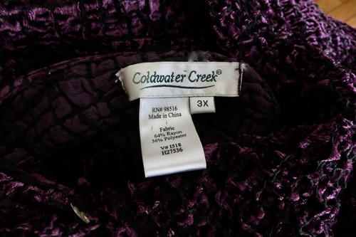 COLDWATER CREEK Purple Burnout Velvet Blouse NWOT 3X - Foto 5 di 5