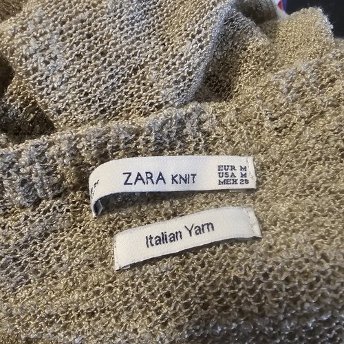 Super Cute & Comfy Womens Zara Knit Tan Italian Yarn 3/4 Sleeve Top With Pockets - Picture 7 of 9