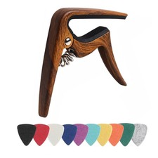 Ukulele Capo for Soprano Concert Tenor Baritone Walnut with Felt Picks