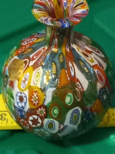 Murano 3 Inch Venetian Millefiori Golden Quilt Burcella Cristalli Vase - Picture 5 of 14
