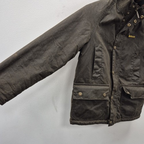Barbour Children Kids Beaufort Wax Waterproof Wax Brown Hood Jacket Coat Medium - Picture 4 of 11