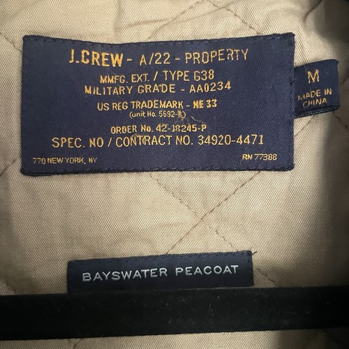 J Crew Bayswater Pea Coat Mens Medium Black Wool Military Grade Thinsulate - Picture 3 of 11