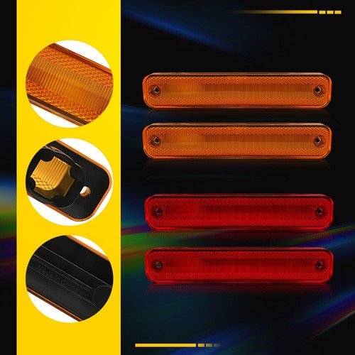 For 1973-79 Ford F100 150 250 350 4PCS Amber Red Front & Rear Side Marker Lights - Picture 10 of 12