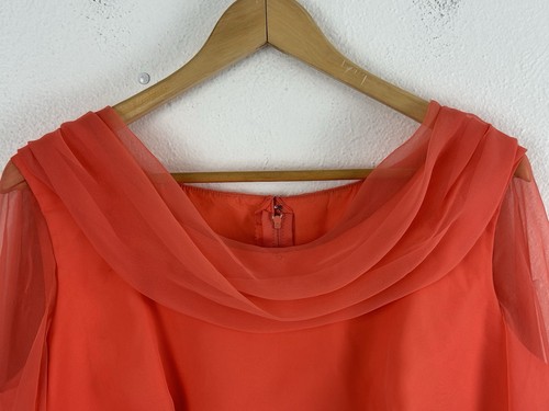 Vestido de graduación Mike Benet Formals naranja melocotón vintage años 70 maxi malla fluido - Imagen 7 de 24