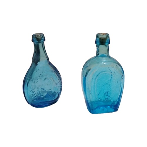 Vintage 2 Jenny Lind Wheaton Aqua Blue Glass Bottles Collectibles - Picture 10 of 10