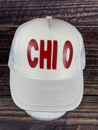 CHI OMEGA Red & White Foam Trucker Hat Adjustable CHI O Cap - Picture 1 of 6
