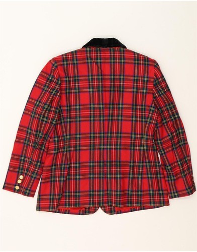LUISA SPAGNOLI Womens 3 Button Blazer Jacket IT 48 XL Red Check Wool VM05 - Picture 2 of 3