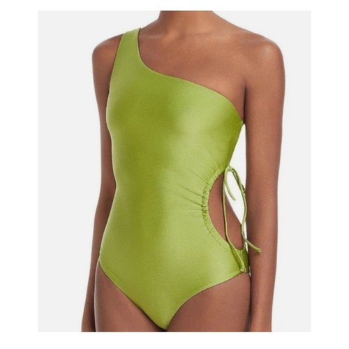 Jade Swim M Sena One Shoulder Cutout Einteiler Badeanzug grün Palmenglanz 220 $ - Bild 2 von 10