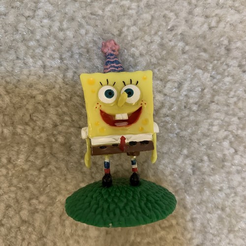 Bob Esponja Pantalones Cuadrados Cumpleaños 2.25" Plástico Duro Figura Decoración de Pasteles 2004 Viacom - Imagen 12 de 12