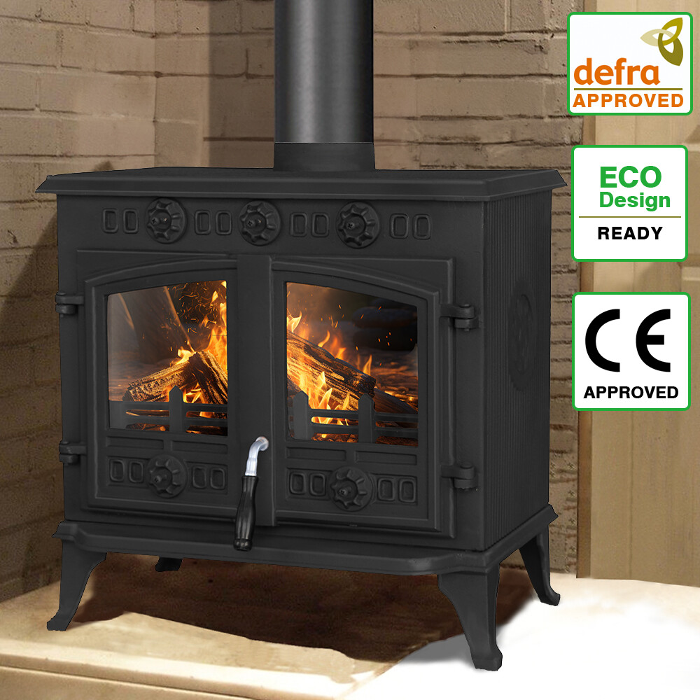 10KW Multifuel Stove Cast Iron Log Wood Burning Fireplace Defra Eco Design  | eBay