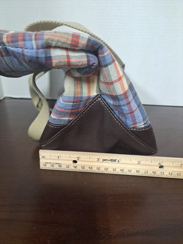 Vintage Beige/Blue/Red Plaid Medium Tote Purse - Picture 18 of 19