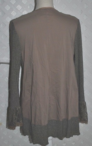 ZONE BLEUE Women's Boho Stretch Beige taupe Cardigan Sweater Tunic Duster S NWT - Picture 3 of 7