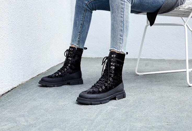 Mujer señoras 2018 Moda Terciopelo Con Cordones Cordones Con Combate Tobillo Alto botas al Tobillo Zapatos De Sea1 87ab1a Mujer señoras 2018 Moda Terciopelo Con Cordones Cordones Con Combate Tobillo Alto botas al Tobillo Zapatos De Sea1 87ab1a