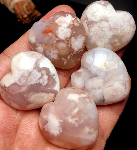 92g 5PCS Flower agate Snowflake Cherry Blossom Flower Quartz Crystal heart q10 - Picture 6 of 6