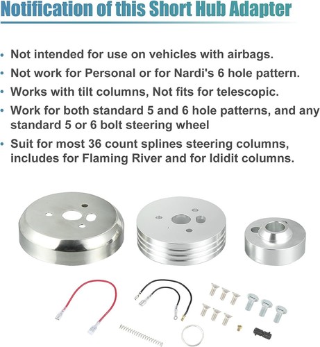Adaptador de buje pulido para volante de 5 y 6 orificios se adapta a Flaming River Ididit Chevy GM - Imagen 8 de 12