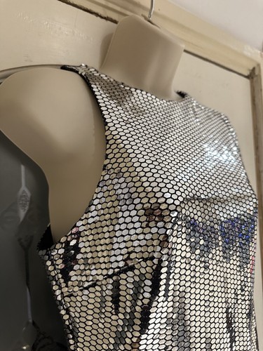 Silver Mirror One Shoulder Dress Size 8 - Picture 6 of 8