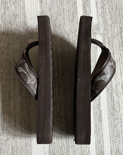 Coach Signature Judy Brown Flip Flops Shoes Sandals Leather 6 B / 36 EUR - Picture 7 of 11