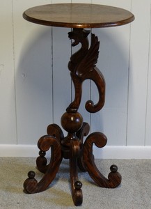 Antique Oak Winged Griffin Pedestal Stand Table 19 C Gothic Image Is Loading Antique Oak Winged Griffin Pedestal Stand Table 19