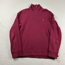 Polo Ralph Lauren Sweatshirt Mens Medium Burgundy Knit 1/4 Zip Pullover Sweater