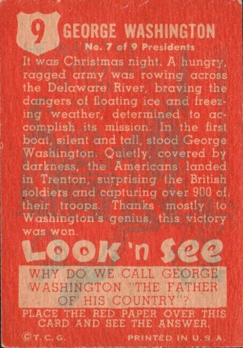 1952 Topps Look 'n See # 9 George Washington EX E340 - Picture 2 of 2