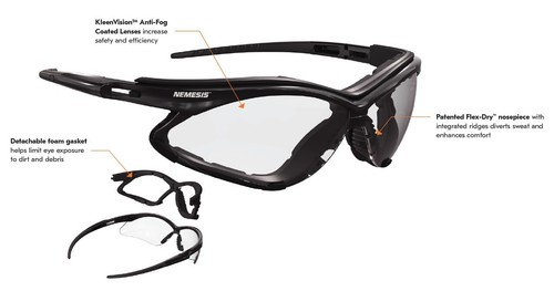 KleenGuard Nemesis Anti-Fog Anti-Scratch Wraparound Ballistic Safety Glasses - Picture 13 of 17