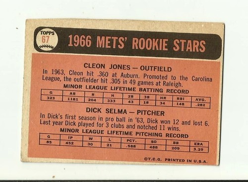 1966 Topps #67 New York Mets: Rookie Stars: Baseballkarte: MLB - Bild 2 von 2