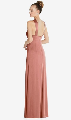 After Six 6855...Draped Twist Halter Low-Back Satin Dress...Desert Rose..Sz 12 - Picture 2 of 5