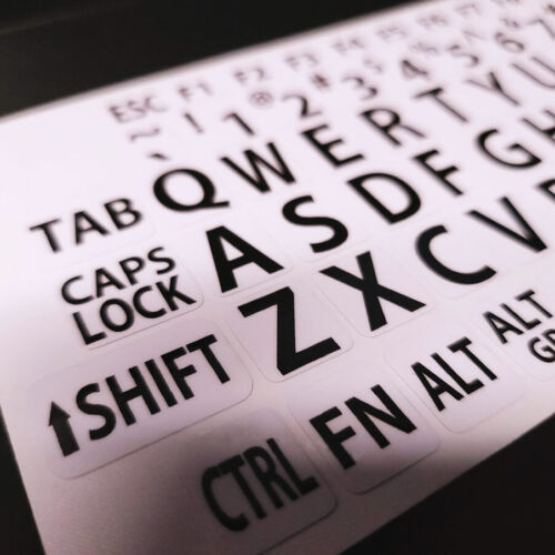 English US LARGE LETTER KEYBOARD STICKERS for Computer or Laptop/Black on White - Picture 3 of 6