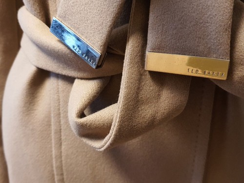 Ted Baker Mantel Coat Gr. 3 38 M Camel BEIGE gold Stehkragen Wolle Bindegürtel - Bild 20 von 24