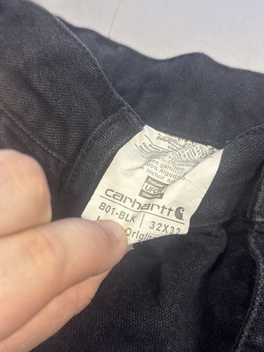 Pantalones de mezclilla vintage Carhartt para hombre W32 negros de doble rodilla ropa de trabajo de carpintero - Imagen 9 de 12