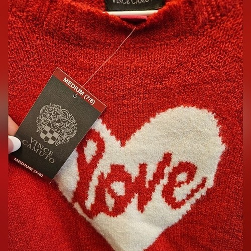 Vince Camuto Girls Love Red Pullover Sweater Heart Valentine NEW Size 7/8 - Picture 2 of 5