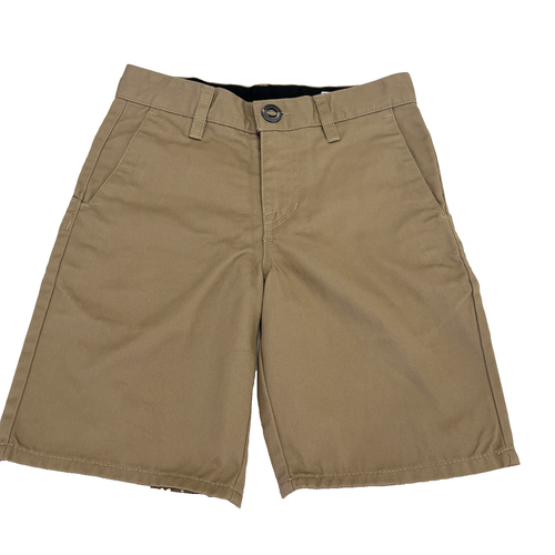 Volcom Khaki Brown Flat Front Boys Knee Length Chino Size 23 Youth (10)