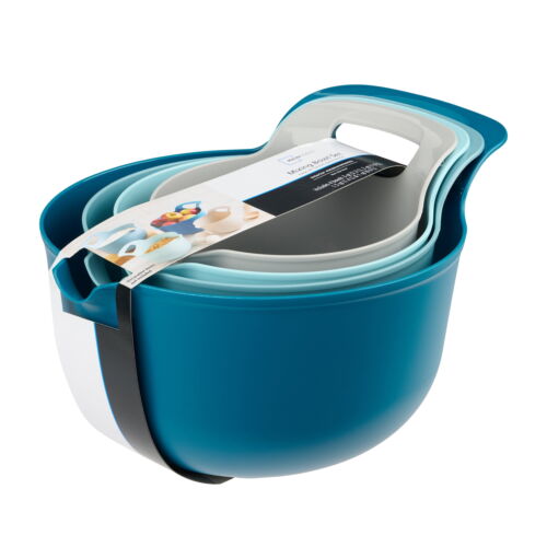 4 Piece Nesting Plastic Mixing Bowl Set with Pour Spouts and Handles, New - Picture 8 of 10