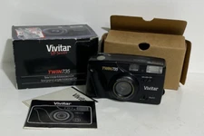 Vivitar Twin 735 Tele Wide 35mm Film Camera Point & Shoot in Box with Manual