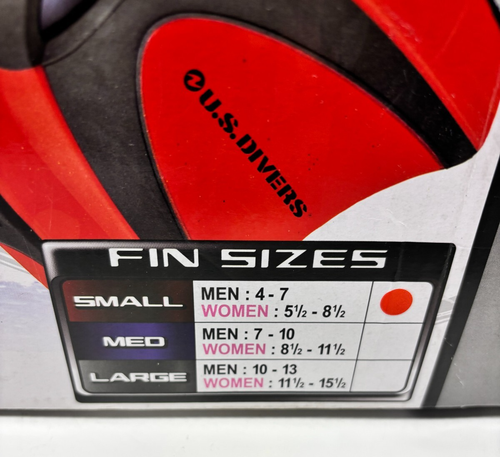 US Divers Red Shredder Fins 2X Speed Adult Size Small Men 4-7 / Womens 5.5-8.5 - Picture 2 of 4