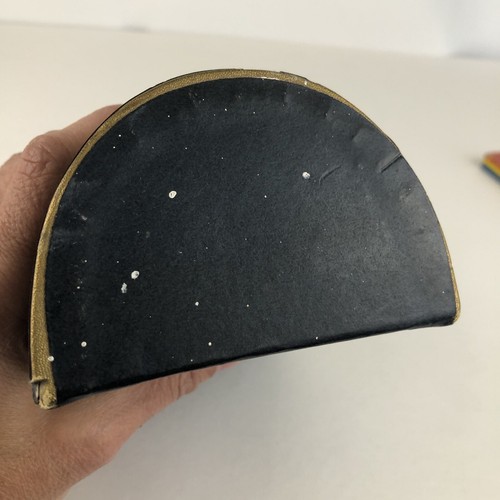 Vintage Florentiner blau Leder halbe Kuppel Bibliothek Buchstütze vergoldet Schnörkel Werkzeug 6" - Bild 6 von 7