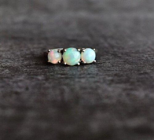 Genuine Ethiopian Round Opal Ring 925 Sterling silver October Birthstone jewelry - Picture 10 of 10