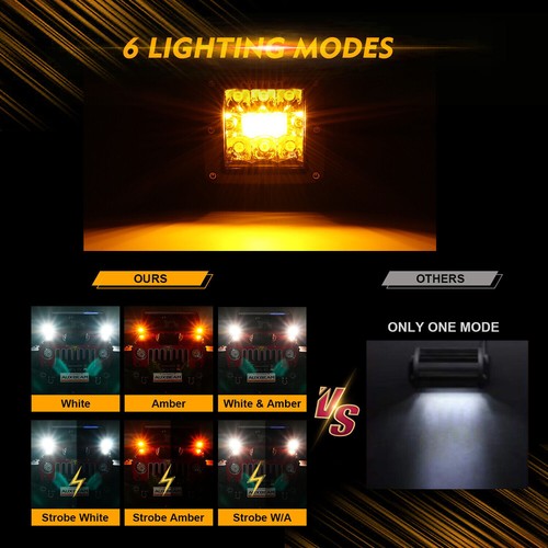 AUXBEAM 6 PIEZAS 3" cápsulas de luz LED conducción niebla ámbar/blanco 6 modos para Ford Bronco - Imagen 3 de 12