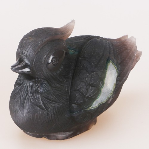 5.3" Natural Geode Agate Quartz Crystal Hand Carved Mandarin Duck Carving 700g - Picture 4 of 8