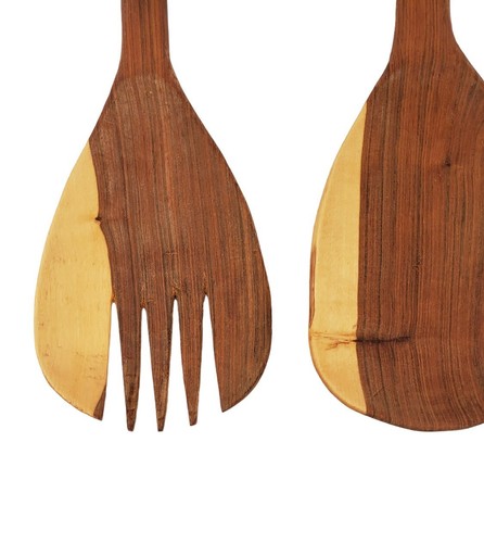 Wood Salad Utensils Spoon Fork Hand Carved Animal 12" Elk Deer Giraffe Head A39* - Picture 4 of 5