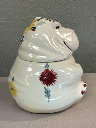 Vintage Abingdon Keramik Keksdose # 549 Nilpferd mit blauen Blumen - Bild 4 von 16