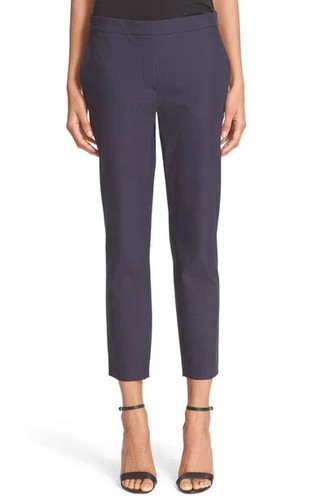 Theory Thaniel Women's Size 00 Light Navy Approach Twill Slim-Fit Crop Pants NWT