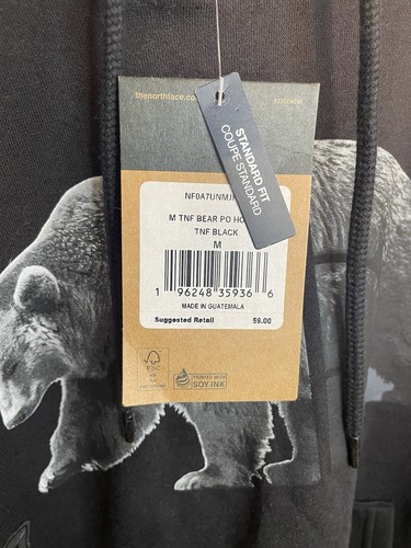 The North Face Mens Bear Graphic Hoodie Pullover Hooded Sweatshirt Black Med NWT - Picture 6 of 7