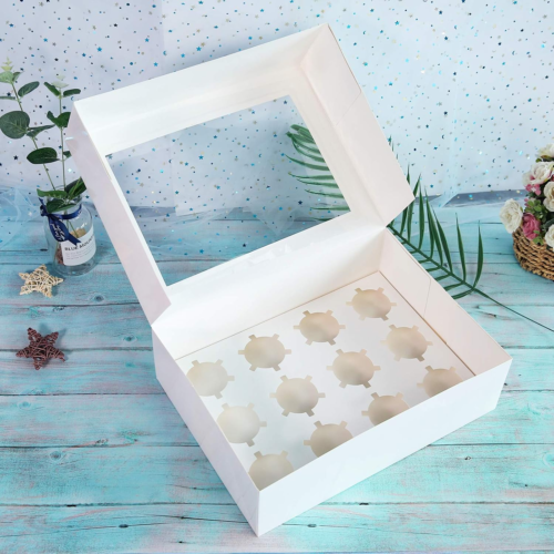 15-Pack White Cupcake Boxes 12 Holders Cake Carrier Food Grade Pop-Up Bakery Box - Picture 6 of 8