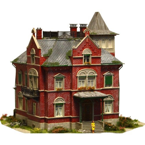 Diorama H0/1:87 POLA casco antiguo villa empresarial + figuras edificio patinado verde - Imagen 8 de 11