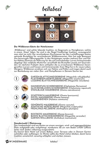 Premium Insektenhotel aus Eukalyptus-Holz, Bienenhotel Insektenhaus Bienenhaus - Bild 7 von 8